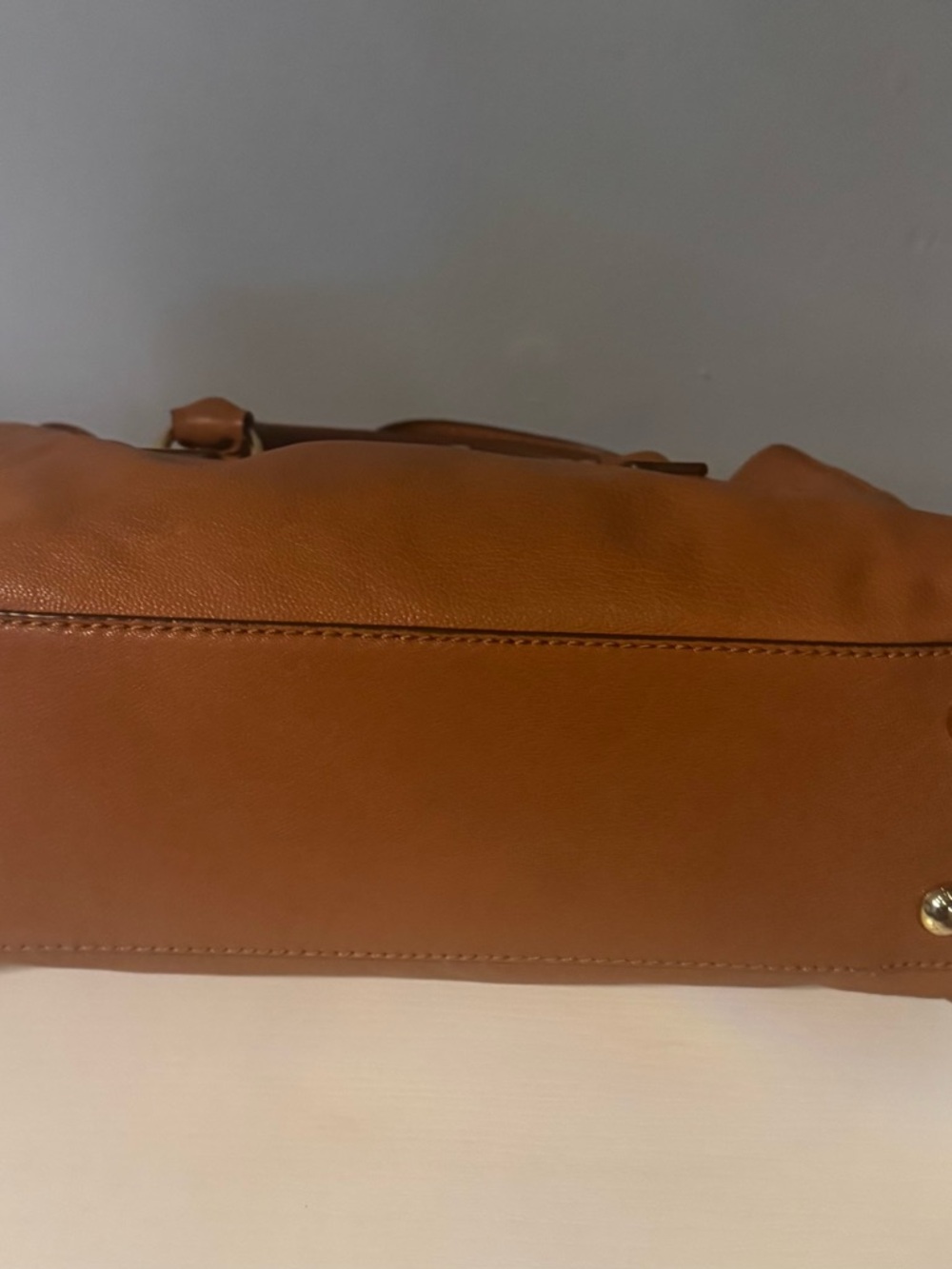 Michael Kors Cognac Leather Satchel with Gold Hardware - Picture 7 of 12
